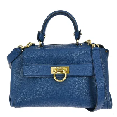 Pre-owned Ferragamo Sofia Satchel Leather Leather Handbag () In Blue