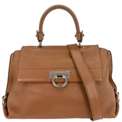Pre-owned Ferragamo Sofia Satchel Leather Leather Handbag () In Brown