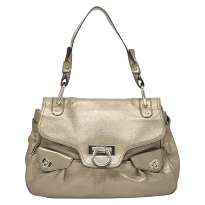 Pre-owned Ferragamo Sofia Satchel Leather Leather Shoulder Bag Bag () In Gold