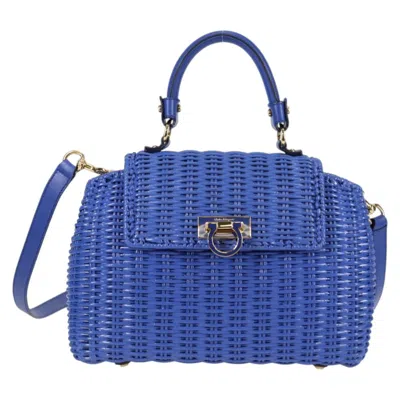 Pre-owned Ferragamo Sofia Wood Handbag () In Blue
