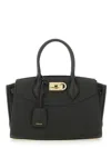 Ferragamo Structured Shoulder Bag Adjustable Strap In Black