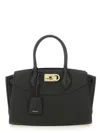 Ferragamo Structured Shoulder Bag Adjustable Strap In Black