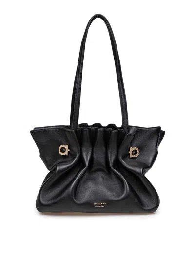 FERRAGAMO SOFT BAG IN BLACK NAPPA
