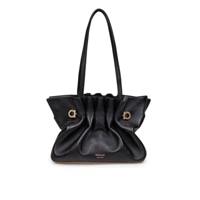 FERRAGAMO FERRAGAMO SOFT BAG IN NAPPA COLOR BLACK