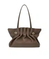 Ferragamo Soft Ruched Leather Tote Bag In Gray