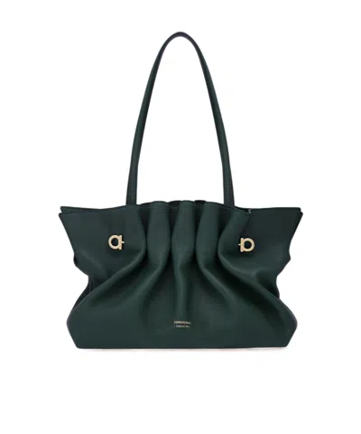 Ferragamo Soft-bag Medium Shoulder Bag In Green