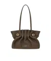 Ferragamo Soft Ruched Leather Tote Bag In Gray