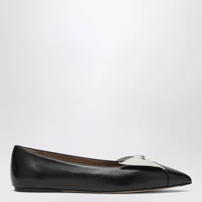 Ferragamo Soft Bow Ballerina Flats Black/mascarpone