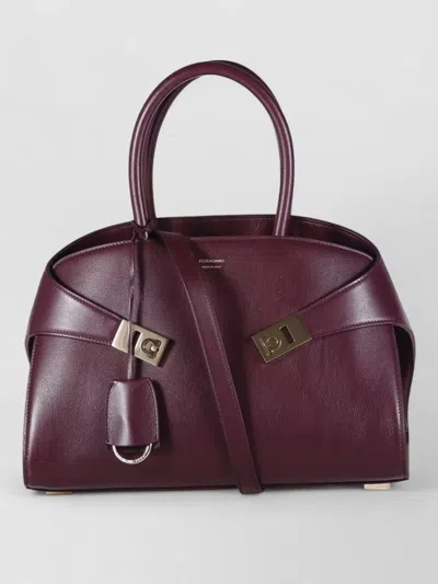 Ferragamo Soft Crossbody Bag Detachable Strap Handles In Burgundy
