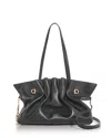 Ferragamo Medium Gancio Piercing Shoulder Bag In Nero