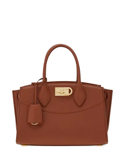Ferragamo Soft (m) Leather Tote Bag In Brown