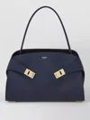 Ferragamo Soft Medium Shoulder Bag Gold Hardware Top Handle In Blue