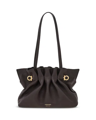 Ferragamo Soft Nappa Leather Shoulder Bag In Brown