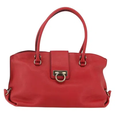 Pre-owned Ferragamo Soft Sofia Tote Leather Leather Tote Bag Bag () In Red