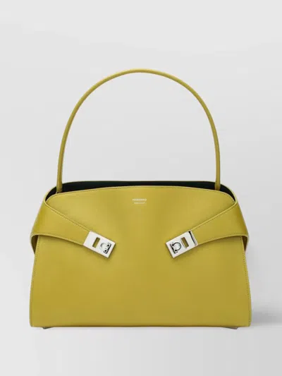 FERRAGAMO SOFT STRUCTURED SHOULDER BAG WITH TOP HANDLE