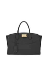 Ferragamo Black Leather Handbag In Black