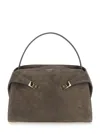 Ferragamo Gray Suede Hug Soft Xl Shoulder Bag In Grey