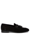 Ferragamo Soft Suede Loafers With Decorative Tassel In Black