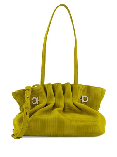 Ferragamo Soft Suede Shoulder Bag In Green