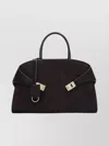 Ferragamo Soft Suede Shoulder Bag With Top Handle