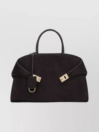 Ferragamo Soft Suede Shoulder Bag With Top Handle