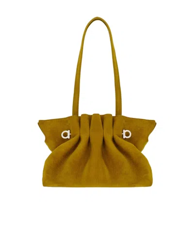 Ferragamo Soft Suede Shoulder Bag In Yellow