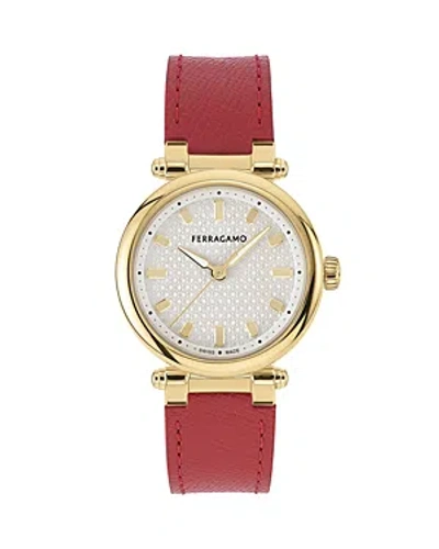 Ferragamo Softy Watch, 30mm In Silver/red