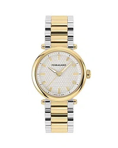 Ferragamo Softy Bracelet Watch, 30mm In Silver/two-tone