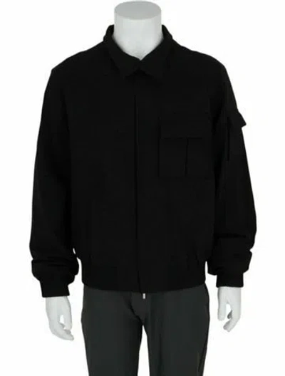 Pre-owned Ferragamo Solid Bomber Jacket W/ Tags In Black