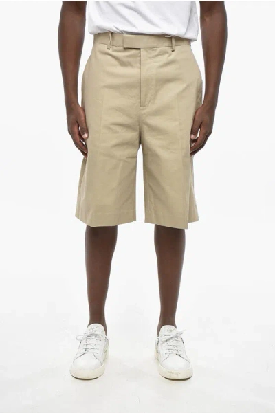 Ferragamo Solid Color Lightweight Cotton Shorts With Belt Loops In Neutral
