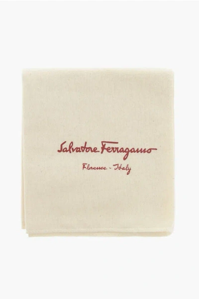 Ferragamo Solid Color Soft Polishing Cloth With Printed Logo In White