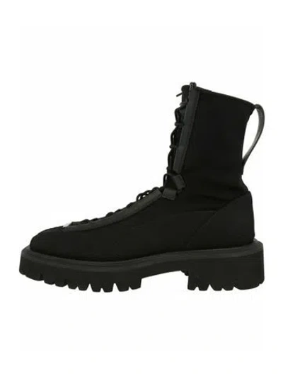 Pre-owned Ferragamo Solid Lace-up Boots W/ Tags In Black