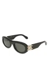 Ferragamo Solid Oval Sunglasses, 54mm In Black