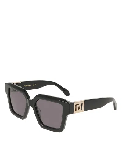 Ferragamo Solid Square Sunglasses, 53mm In Black