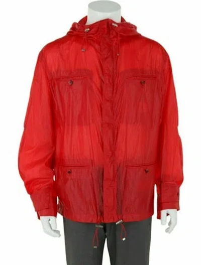 Pre-owned Ferragamo Solid Windbreaker W/ Tags In Red