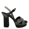 Ferragamo Sonya Degrade Crystals Platform Sandals In Black