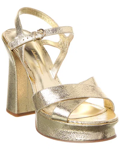 Ferragamo Sonya Leather Platform Sandal In Gold