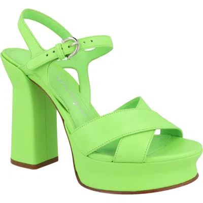 Ferragamo Sonya Leather Platform Sandal In Light Green