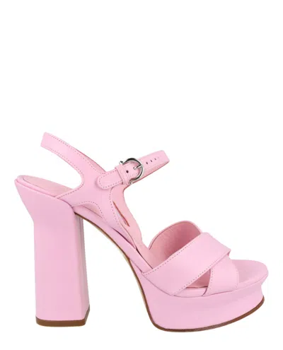 Ferragamo Sonya Leather Platform Sandals In Pink