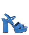 Ferragamo Platform Ankle Strap Leather Sandal In Blue