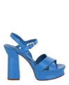 Ferragamo Platform Ankle Strap Leather Sandal In Blue