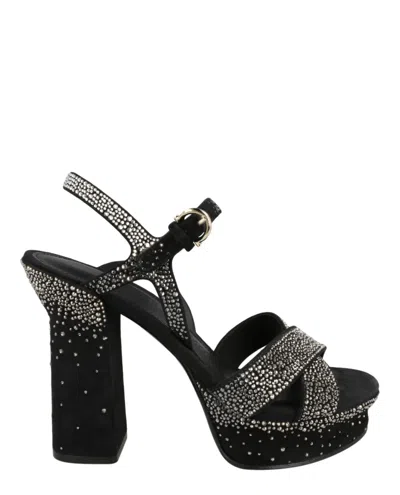 Ferragamo Sonya Suede Platform Sandals In Multi