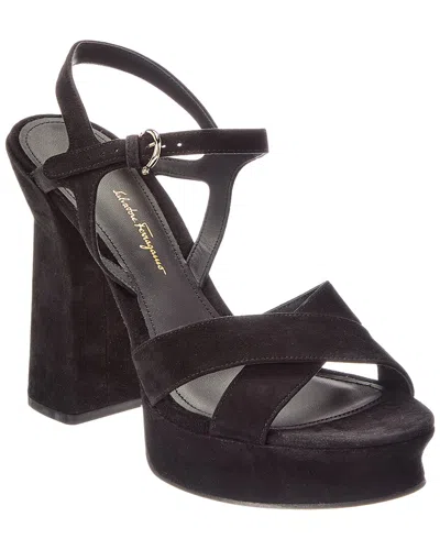 Ferragamo Sonya Suede Sandal In Black