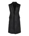 Ferragamo Sophisticated Black Sleeveless Leather Vest With Notched Lapels In Black