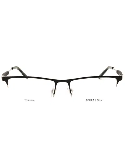 Ferragamo Sophisticated Rectangular Eyeglasses For Men In Black