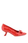 FERRAGAMO SOPHISTICATED RED PATENT LEATHER HEELS WITH ICONIC VARA BOW