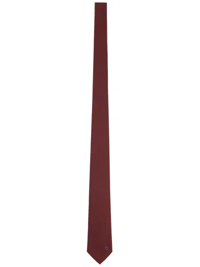 Ferragamo Sophisticated Silk Blend Tie For Men In Burgundy
