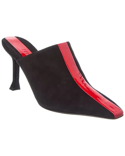 Ferragamo Sophye Suede & Patent Mule In Black