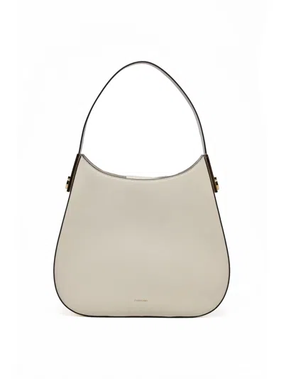 Ferragamo Spacious Hobo Bag With Suede-lined Interior In White