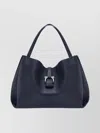 Ferragamo Large Olive Green Leather Tote Bag Women In Blue